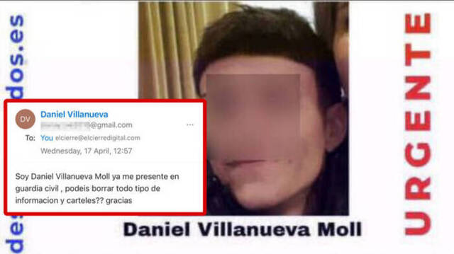 El desaparecido Daniel Villanueva contacta con ElCierreDigital y aparece ante la Guardia Civil voluntariamente